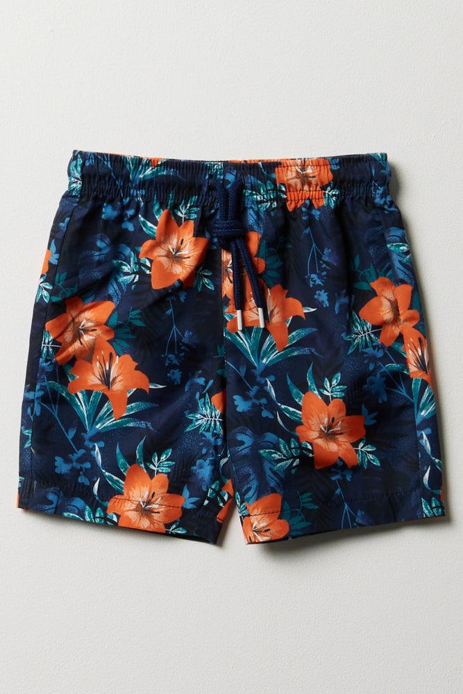 Floral Swim Shorts Navy