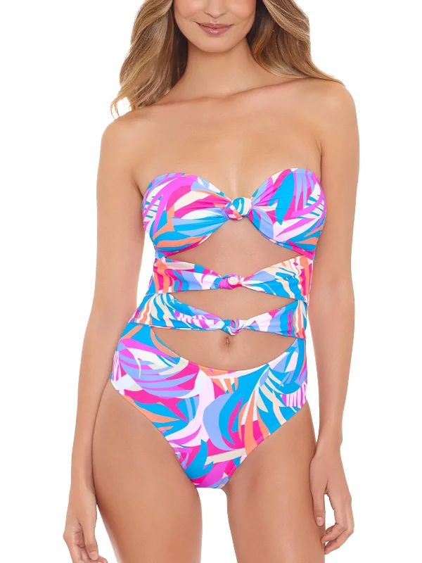 Womens Printed Knott One-Piece Swimsuit