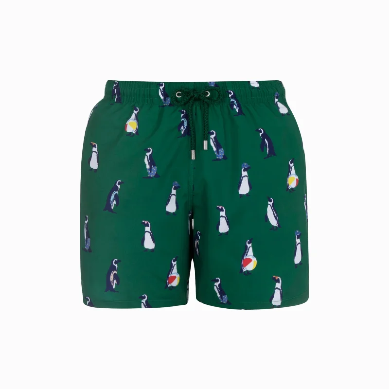 Mid-length Swim Shorts | Penguins / Green