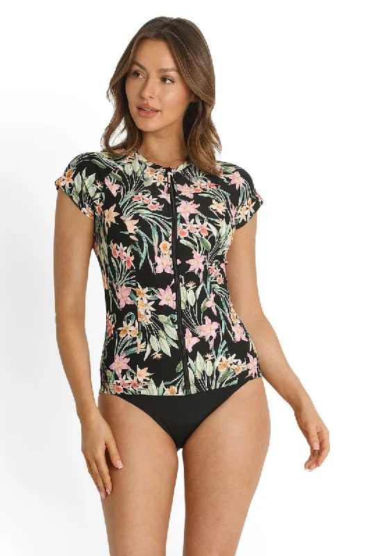 Sunseeker Camellia Short Sleeve Rash Vest Black