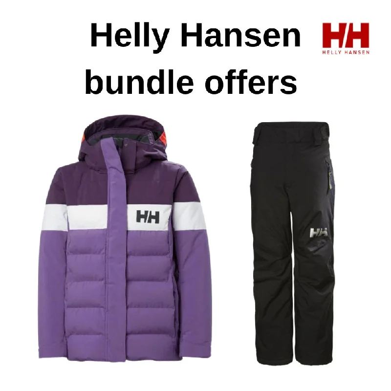 Helly Hansen Girls Ski Jacket & Legendary Ski Pants Bundle - Crushed Grape & Black