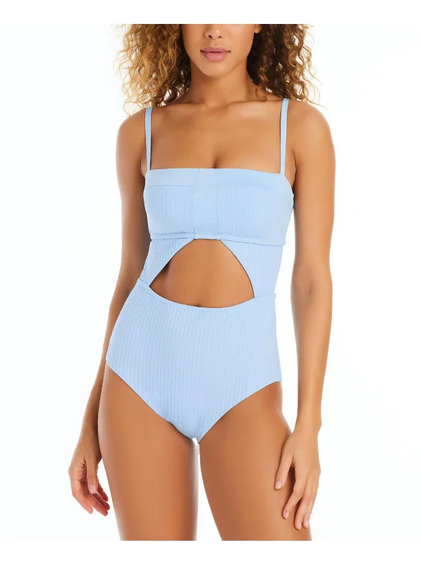 Womens Cut-Out Ribbed One-Piece Swimsuit