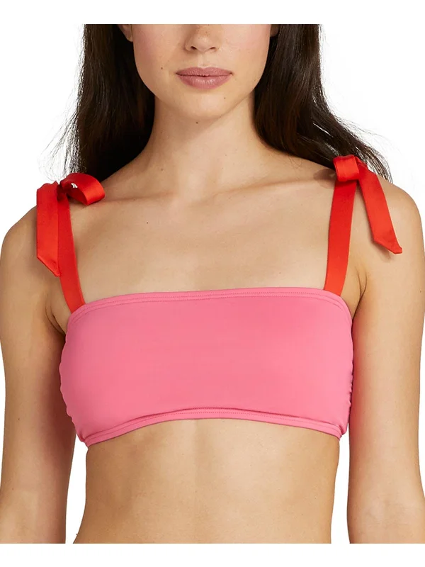 Womens Tie Shoulder Colorblock Bikini Swim top