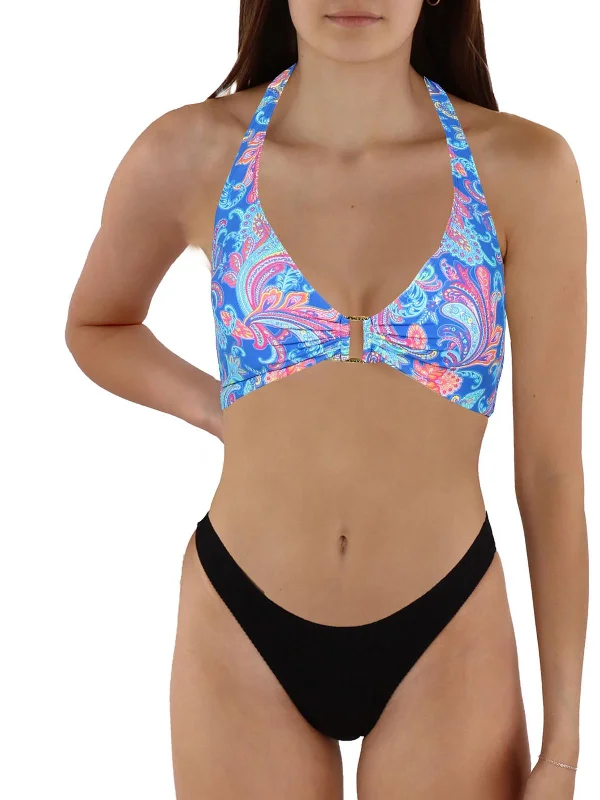 Womens Printed Halter Bikini Swim top