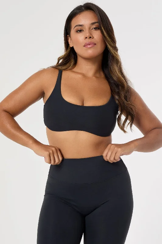 Melina Two in One Sports Bra | Recycled Polyester | Black