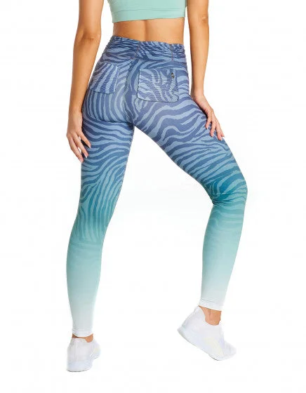 Zebra F/L Tights with Back Pocket & Gathered Waist