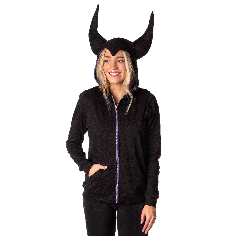 Disney Juniors' Villains Maleficent Costume Hoodie Zipper Pocket Jacket