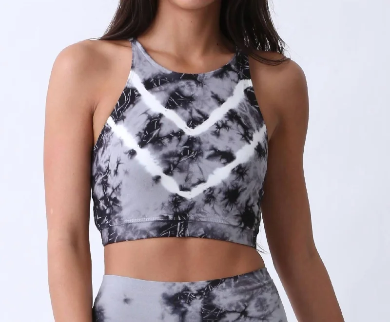 Grayson Crop Sports Bra In Chevron Thunder/onyx