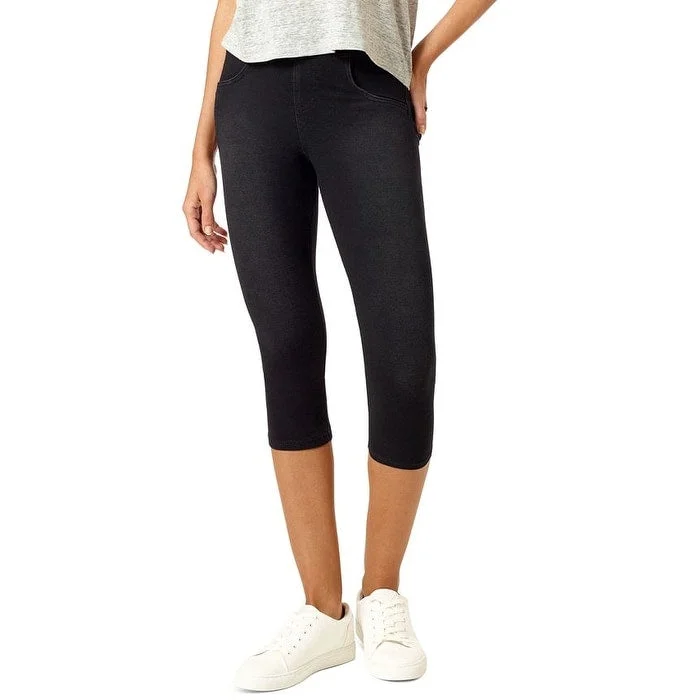 Hue Women's Game Changing Hi-Rise Capri Denim Leggings Black Size 19