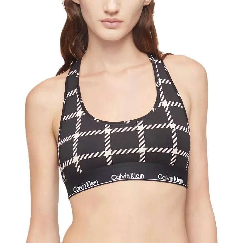 Modern Cotton Graphic Bralette In Black