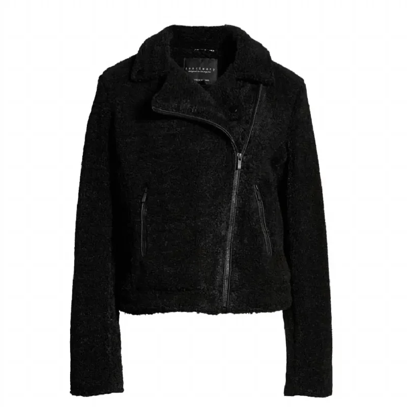 Sanctuary - Faux Fur Shearling Moto Jacket