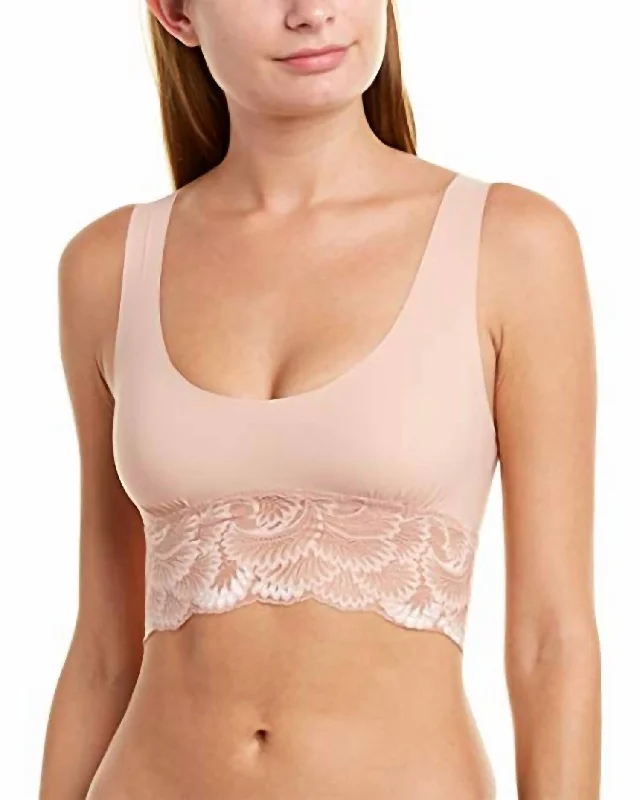 Sexy And Smooth Lace Trim Longline Bralette In Rose