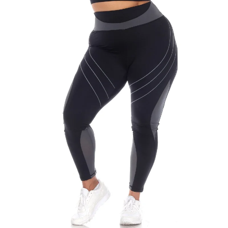 White Mark Women's Plus Size High-Waist Fitness Leggings